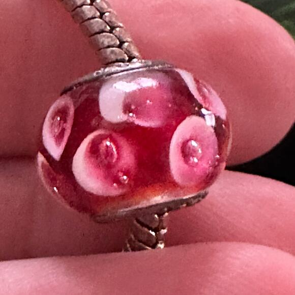 Pandora Sterling signed 925 Bracelet with two Murano sterling beads. - Picture 8 of 10